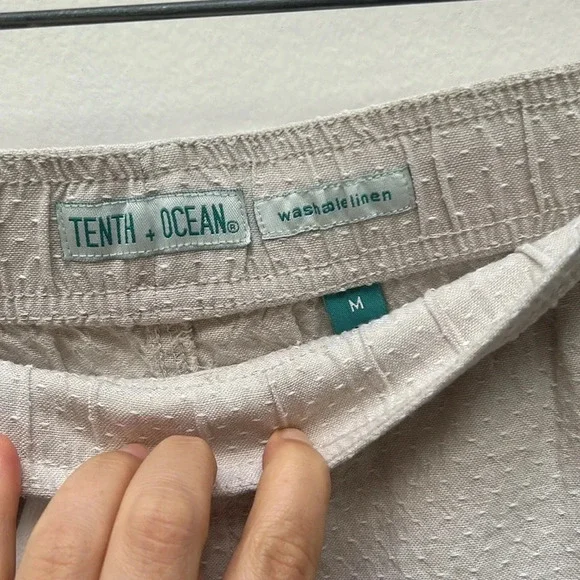 Tenth + Ocean - Men’s Linen Blend Shorts - Beige Khaki - Size:  Medium - Picture 3 of 7